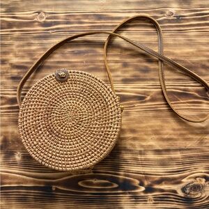 Round Rattan Woven Boho Bag